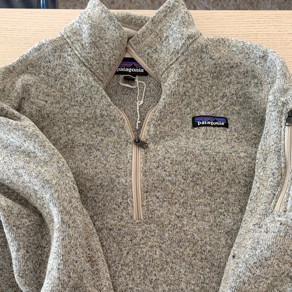 Patagonia Women's Zip-Up Sweater in oatmeal/tan/Gray